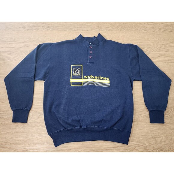 Midwest Embroidery Sweatshirt Mens Large Michigan Wolverines Embroidered Button - Picture 8 of 9